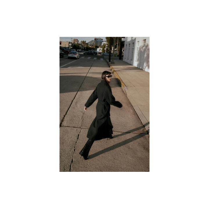 Пальто из шерсти с высоким воротом