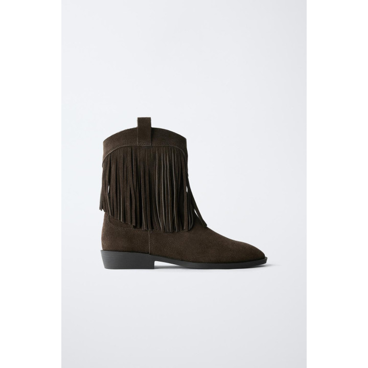 КОЖАНЫЕ БОТИНКИ В КОВБОЙСКОМ СТИЛЕ С БАХРОМОЙ