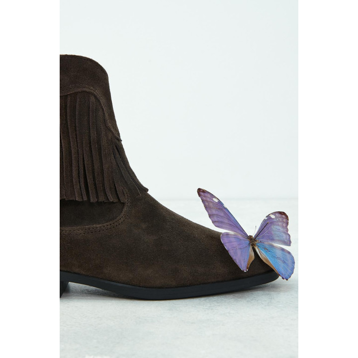 КОЖАНЫЕ БОТИНКИ В КОВБОЙСКОМ СТИЛЕ С БАХРОМОЙ