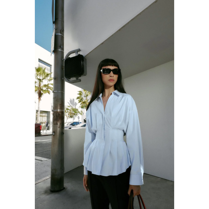 РУБАШКА ИЗ ПОПЛИНА СО СКЛАДКАМИ