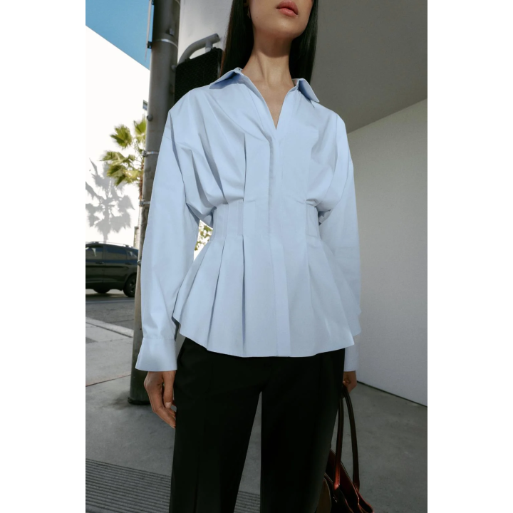 РУБАШКА ИЗ ПОПЛИНА СО СКЛАДКАМИ