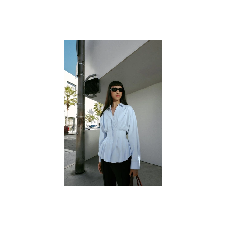 РУБАШКА ИЗ ПОПЛИНА СО СКЛАДКАМИ