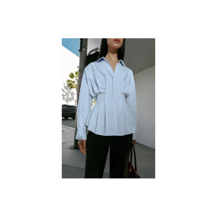 РУБАШКА ИЗ ПОПЛИНА СО СКЛАДКАМИ