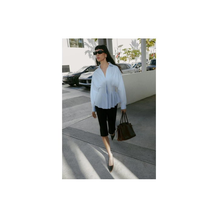 РУБАШКА ИЗ ПОПЛИНА СО СКЛАДКАМИ