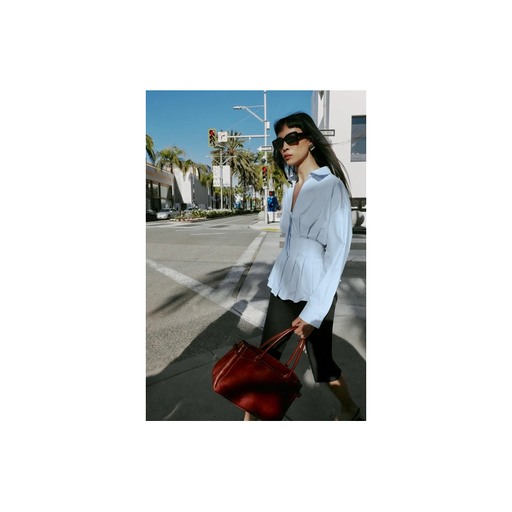 РУБАШКА ИЗ ПОПЛИНА СО СКЛАДКАМИ