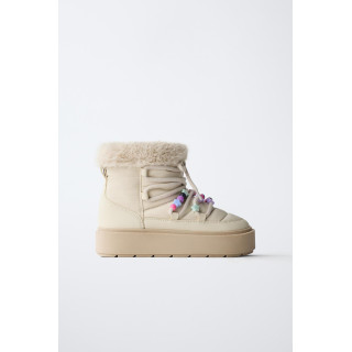 БОТИНКИ С БИСЕРОМ И ИСКУССТВЕННЫМ МЕХОМ