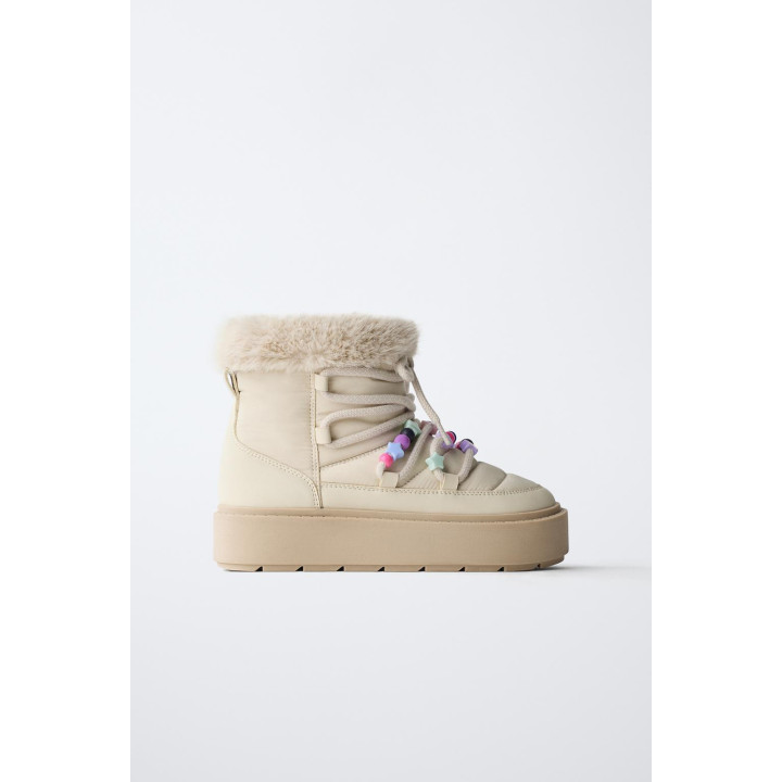 БОТИНКИ С БИСЕРОМ И ИСКУССТВЕННЫМ МЕХОМ