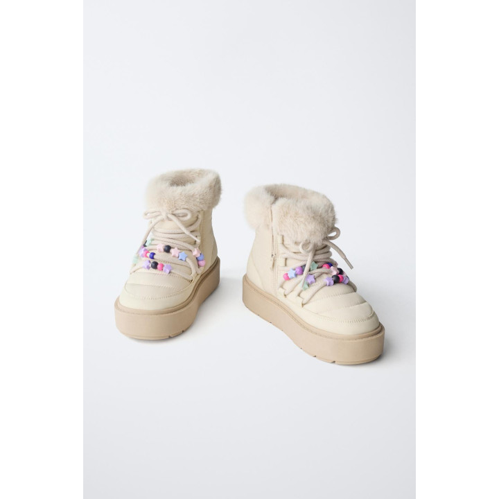 БОТИНКИ С БИСЕРОМ И ИСКУССТВЕННЫМ МЕХОМ