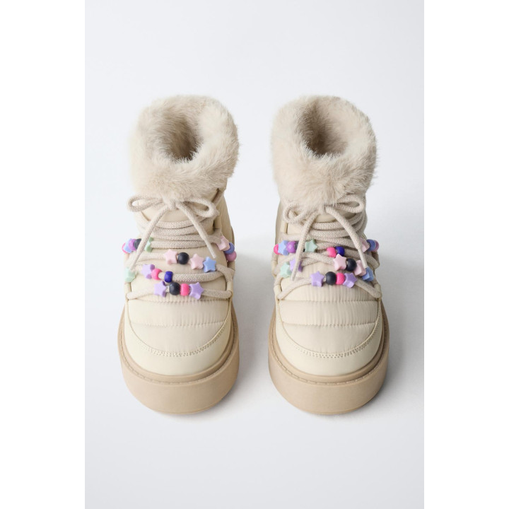 БОТИНКИ С БИСЕРОМ И ИСКУССТВЕННЫМ МЕХОМ