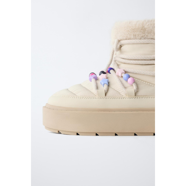 БОТИНКИ С БИСЕРОМ И ИСКУССТВЕННЫМ МЕХОМ