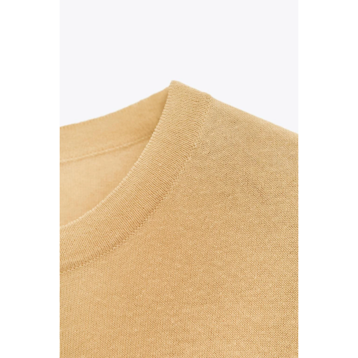 ТРИКОТАЖНЫЙ ТОП ИЗ ЛЬНА С КОРОТКИМИ РУКАВАМИ