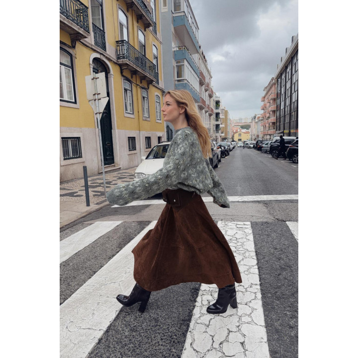 ЖАККАРДОВЫЙ СВИТЕР ИЗ ТРИКОТАЖА С ВОРСОМ