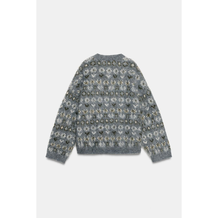 ЖАККАРДОВЫЙ СВИТЕР ИЗ ТРИКОТАЖА С ВОРСОМ