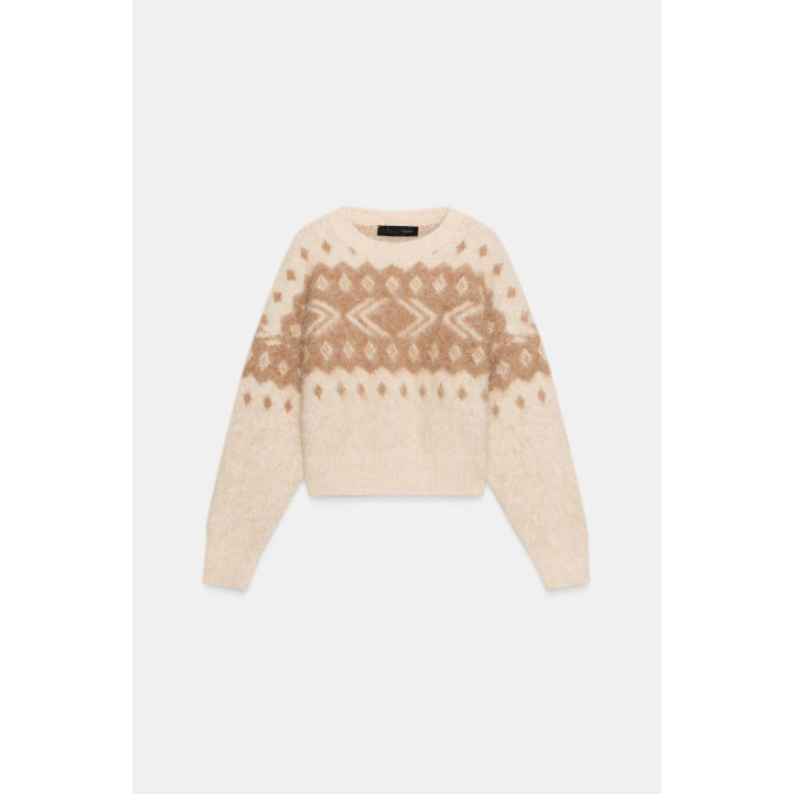 ЖАККАРДОВЫЙ СВИТЕР ИЗ ТРИКОТАЖА С ЭФФЕКТОМ ВОРСА