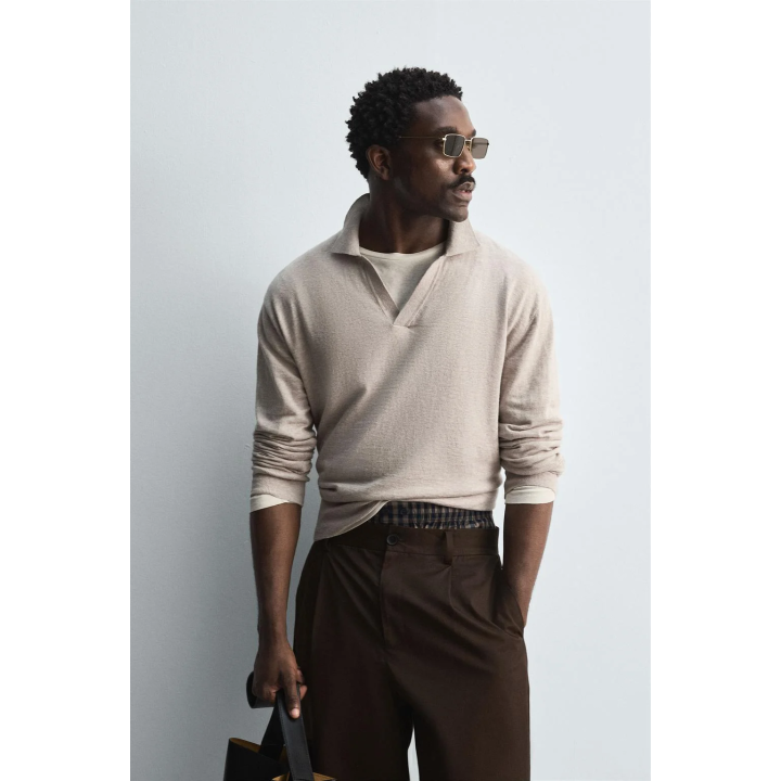 ТРИКОТАЖНОЕ ПОЛО ИЗ ХЛОПКА И ШЕРСТИ