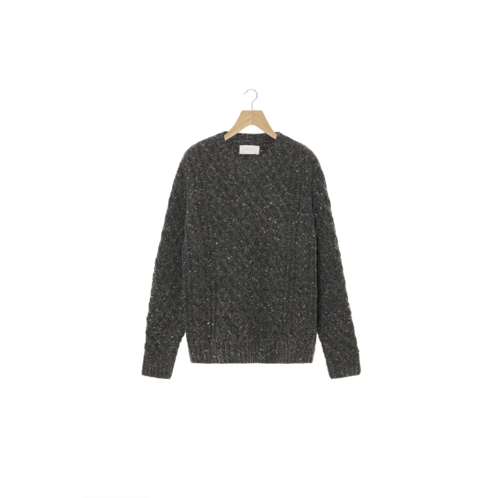 СВИТЕР ИЗ 100% ШЕРСТИ С УЗОРОМ «КОСЫ» И ПРЯЖИ