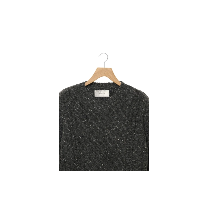 СВИТЕР ИЗ 100% ШЕРСТИ С УЗОРОМ «КОСЫ» И ПРЯЖИ