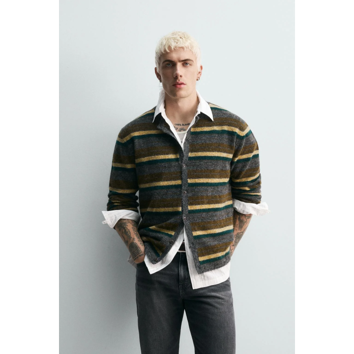 ЖАККАРДОВЫЙ КАРДИГАН В ПОЛОСКУ