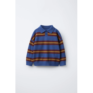 Поло из вязаного полотна в полоску