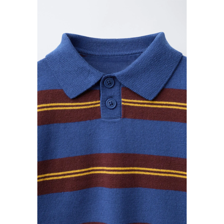 Поло из вязаного полотна в полоску