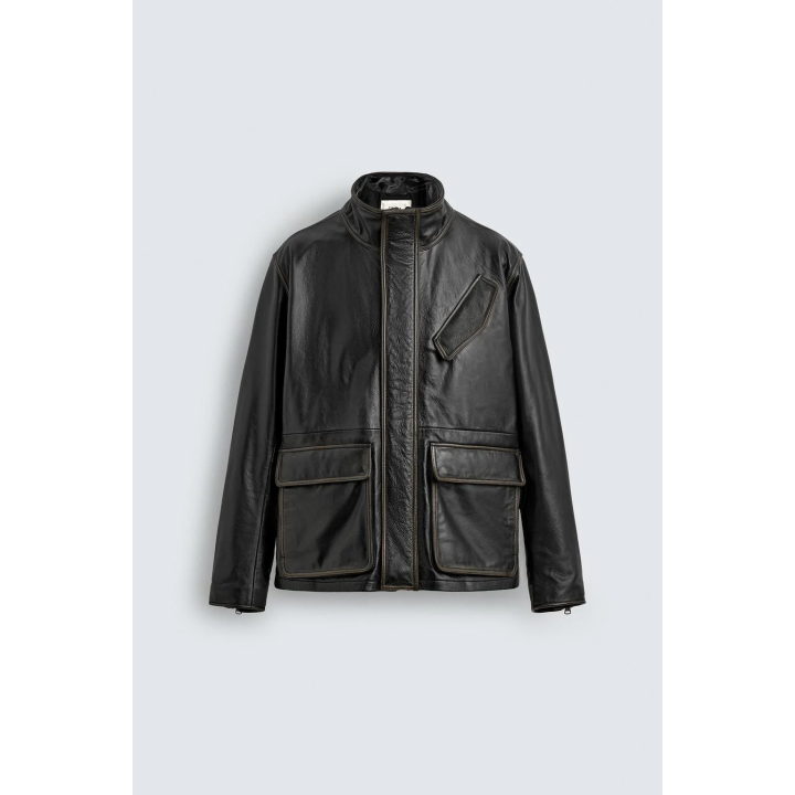 Кожаная куртка с карманами limited edition