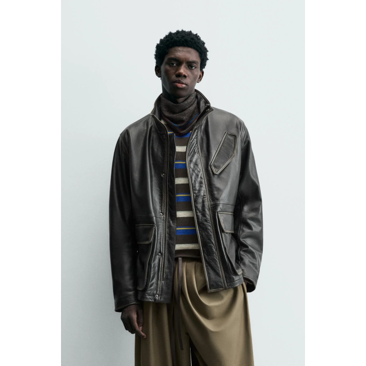 Кожаная куртка с карманами limited edition