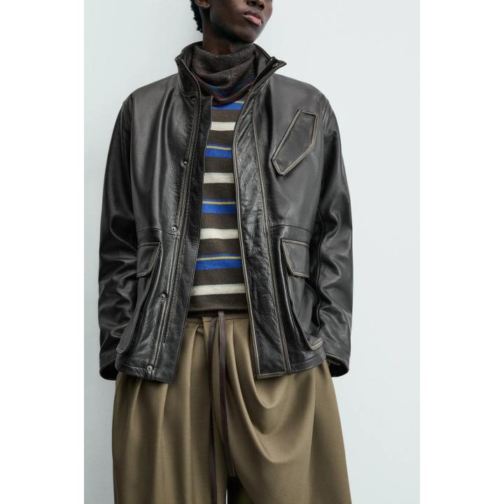 Кожаная куртка с карманами limited edition