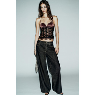 Топ с блестящим кружевом в стиле корсета