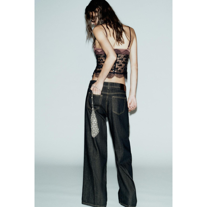 Топ с блестящим кружевом в стиле корсета