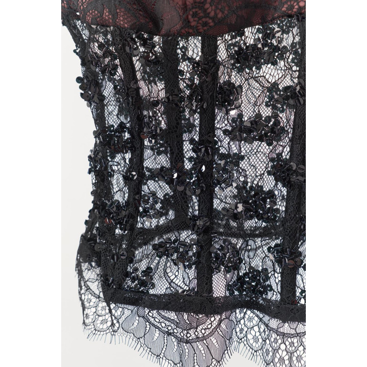 Топ с блестящим кружевом в стиле корсета