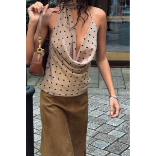 ТОП В ГОРОШЕК С ПЛАТКОМ И ГОРЛОВИНОЙ ХАЛТЕР