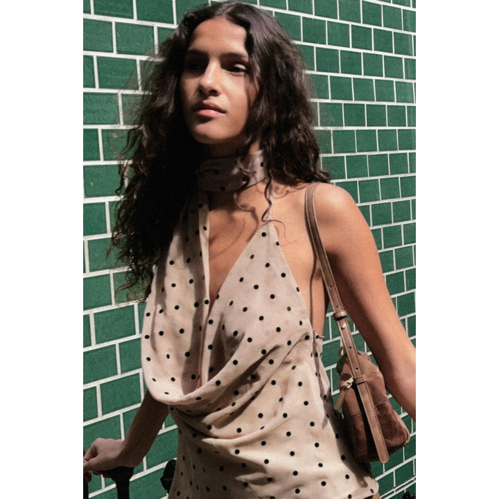 ТОП В ГОРОШЕК С ПЛАТКОМ И ГОРЛОВИНОЙ ХАЛТЕР