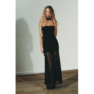 КОМБИНИРОВАННОЕ ПЛАТЬЕ С ПРОЗРАЧНЫМИ ДЕТАЛЯМИ