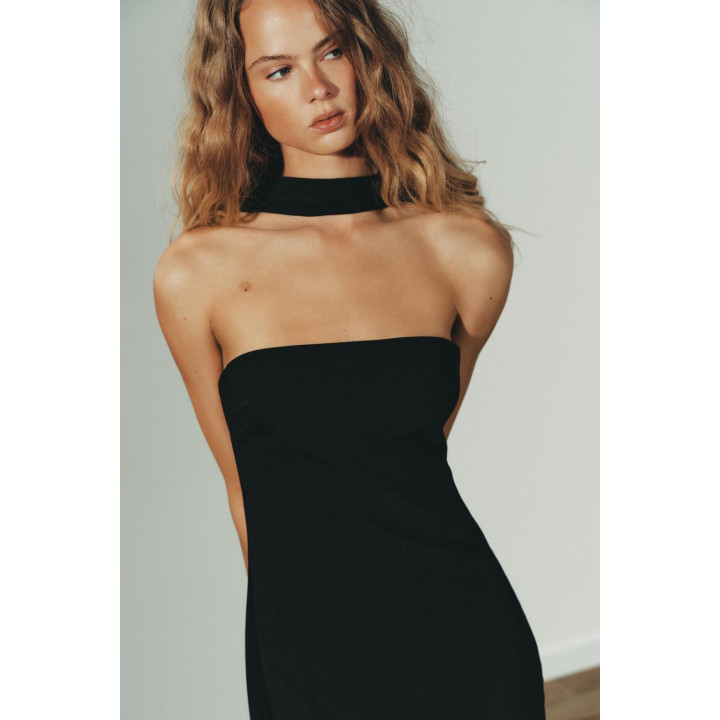 КОМБИНИРОВАННОЕ ПЛАТЬЕ С ПРОЗРАЧНЫМИ ДЕТАЛЯМИ