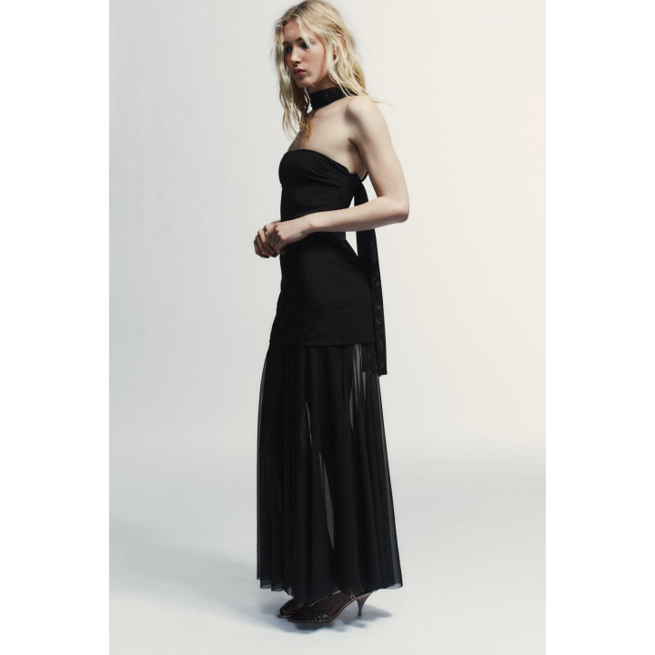 КОМБИНИРОВАННОЕ ПЛАТЬЕ С ПРОЗРАЧНЫМИ ДЕТАЛЯМИ