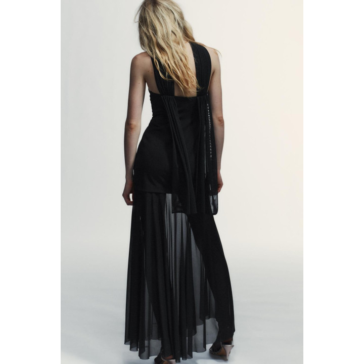 КОМБИНИРОВАННОЕ ПЛАТЬЕ С ПРОЗРАЧНЫМИ ДЕТАЛЯМИ