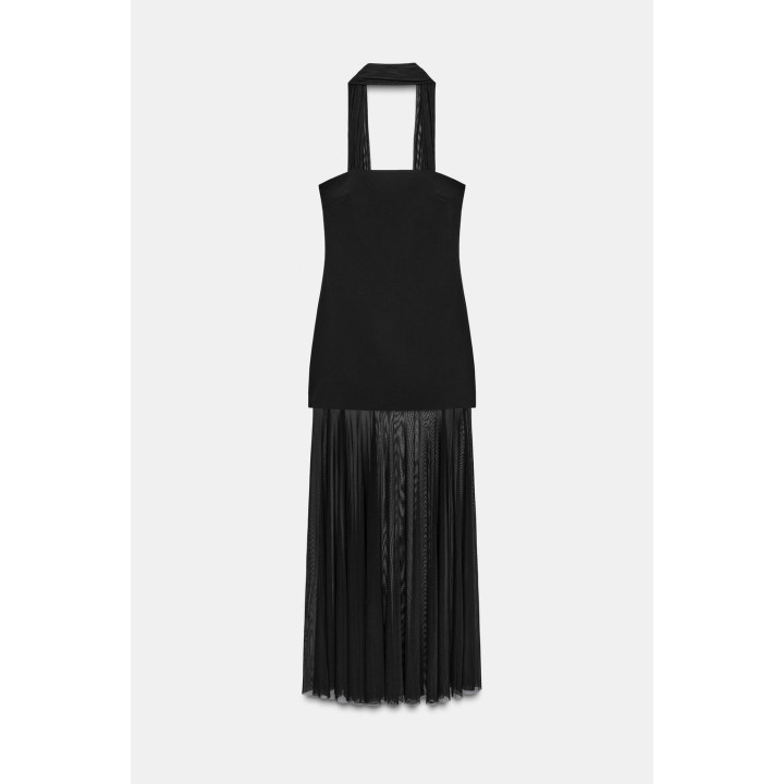 КОМБИНИРОВАННОЕ ПЛАТЬЕ С ПРОЗРАЧНЫМИ ДЕТАЛЯМИ