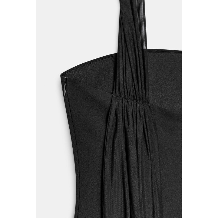 КОМБИНИРОВАННОЕ ПЛАТЬЕ С ПРОЗРАЧНЫМИ ДЕТАЛЯМИ