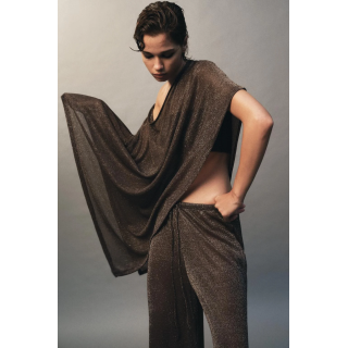 БРЮКИ ПАЛАЦЦО ИЗ МЕТАЛЛИЗИРОВАННОЙ НИТИ