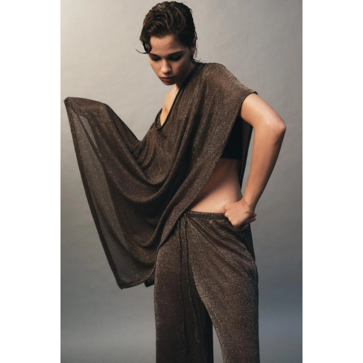 БРЮКИ ПАЛАЦЦО ИЗ МЕТАЛЛИЗИРОВАННОЙ НИТИ