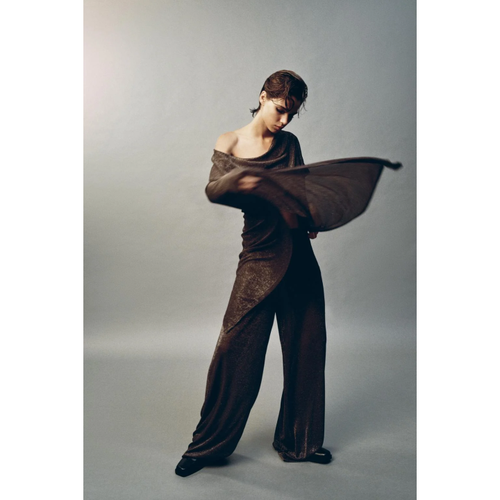 БРЮКИ ПАЛАЦЦО ИЗ МЕТАЛЛИЗИРОВАННОЙ НИТИ