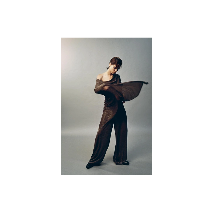 БРЮКИ ПАЛАЦЦО ИЗ МЕТАЛЛИЗИРОВАННОЙ НИТИ