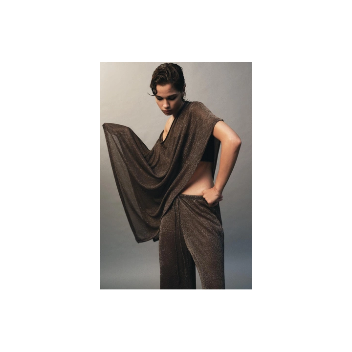 БРЮКИ ПАЛАЦЦО ИЗ МЕТАЛЛИЗИРОВАННОЙ НИТИ