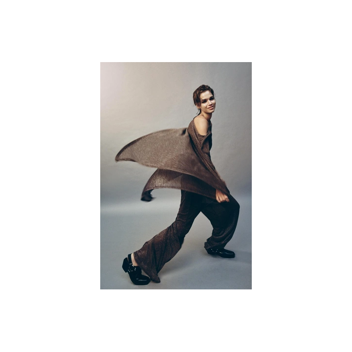 БРЮКИ ПАЛАЦЦО ИЗ МЕТАЛЛИЗИРОВАННОЙ НИТИ