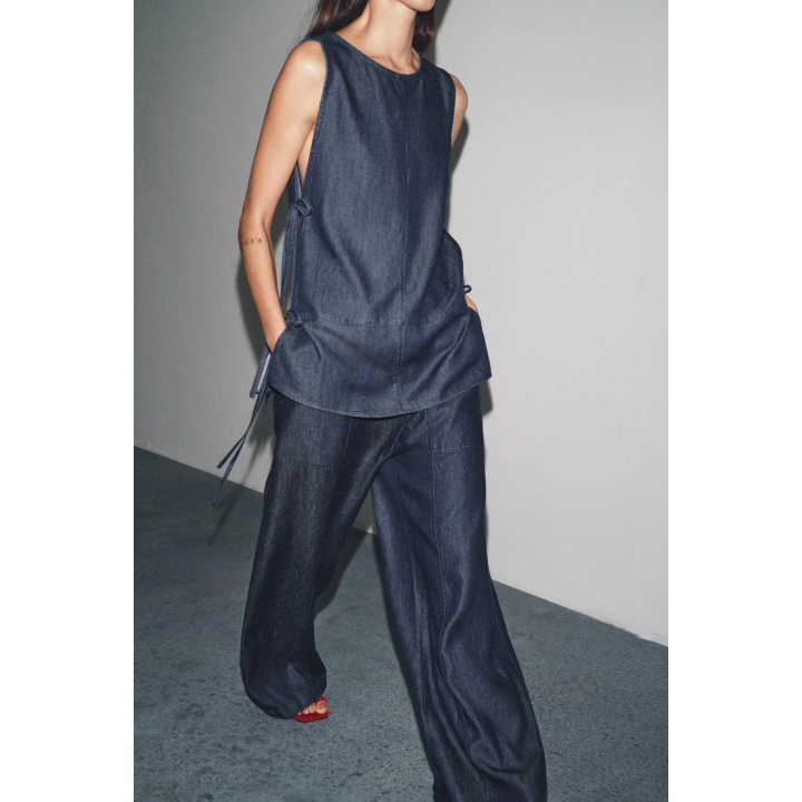 ДЖИНСОВЫЙ ТОП С ЗАВЯЗКАМИ — ZW COLLECTION