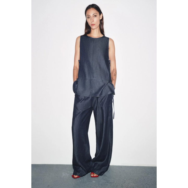 ДЖИНСОВЫЙ ТОП С ЗАВЯЗКАМИ — ZW COLLECTION