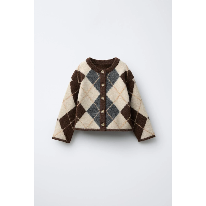 ВЯЗАНЫЙ КАРДИГАН С УЗОРОМ «РОМБЫ»