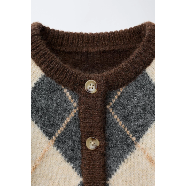 ВЯЗАНЫЙ КАРДИГАН С УЗОРОМ «РОМБЫ»