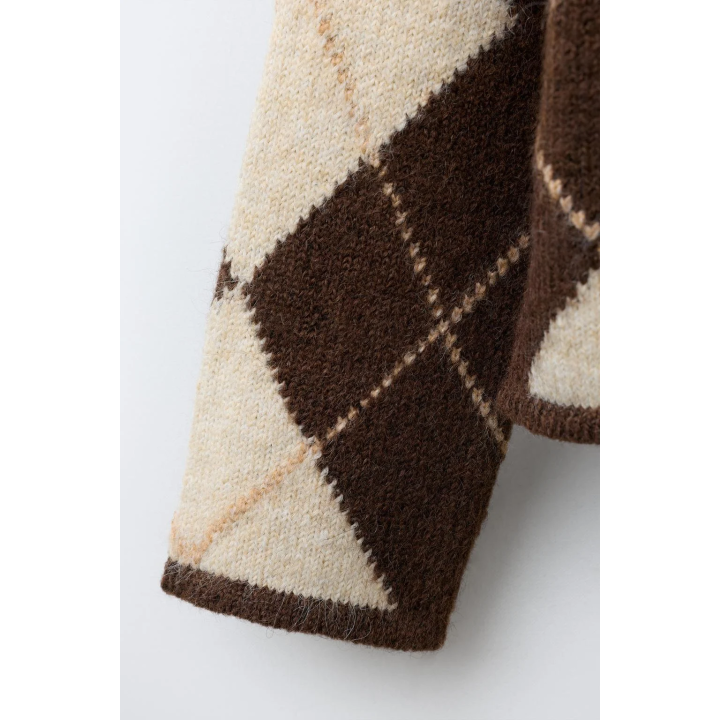 ВЯЗАНЫЙ КАРДИГАН С УЗОРОМ «РОМБЫ»