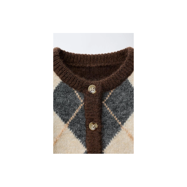 ВЯЗАНЫЙ КАРДИГАН С УЗОРОМ «РОМБЫ»